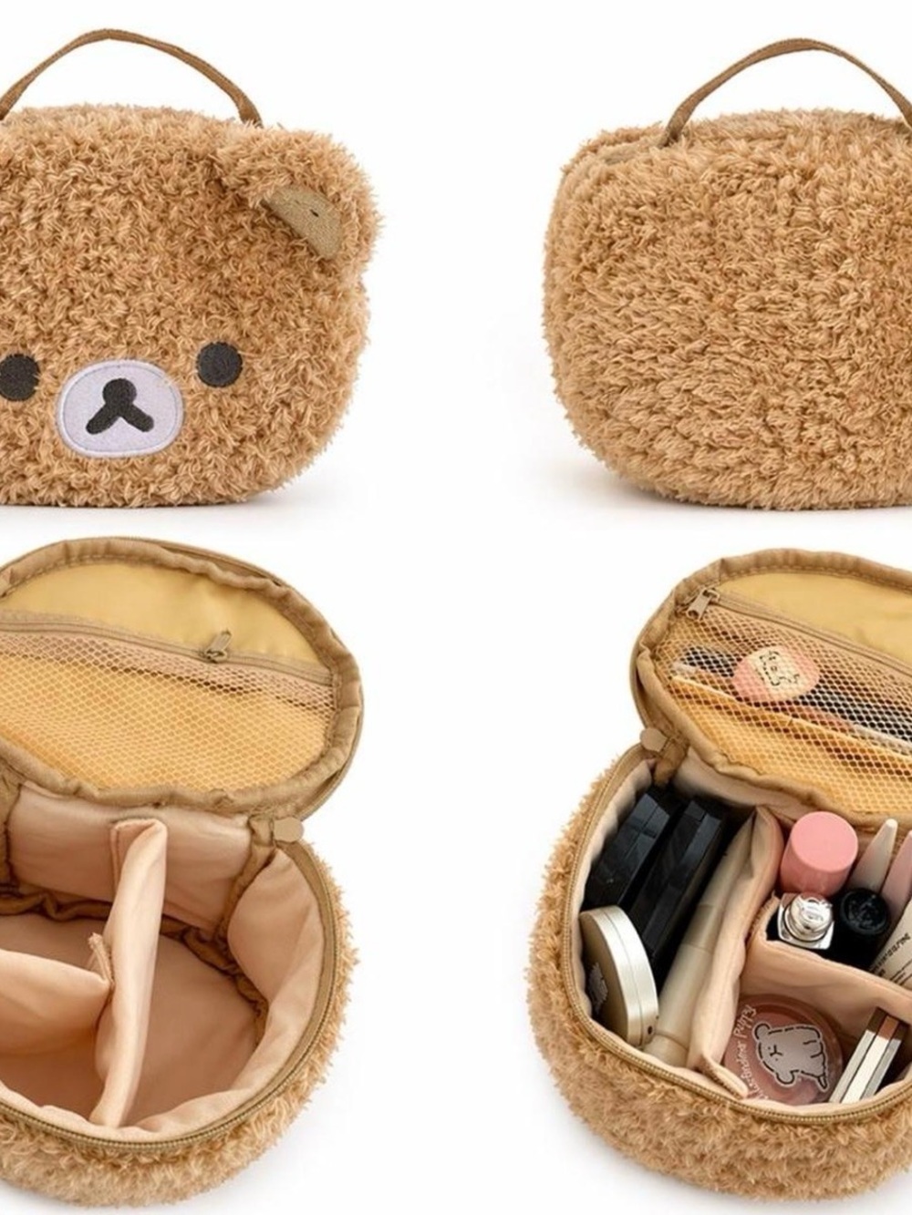 Cute Bear Plush Cosmetic Case - Light Brown